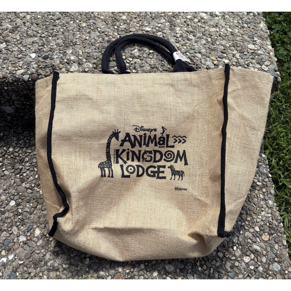 Disney Parks Animal Kingdom Lodge Burlap Tote Bag Large Approx 20inches